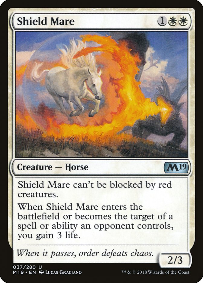 This Is An Image Of The Magic The Gathering Card Shield Mare From The Set Core Set 2019 - Designed By Artist Lucas Graciano
