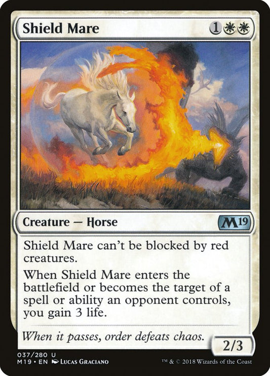 This Is An Image Of The Magic The Gathering Card Shield Mare From The Set Core Set 2019 - Designed By Artist Lucas Graciano