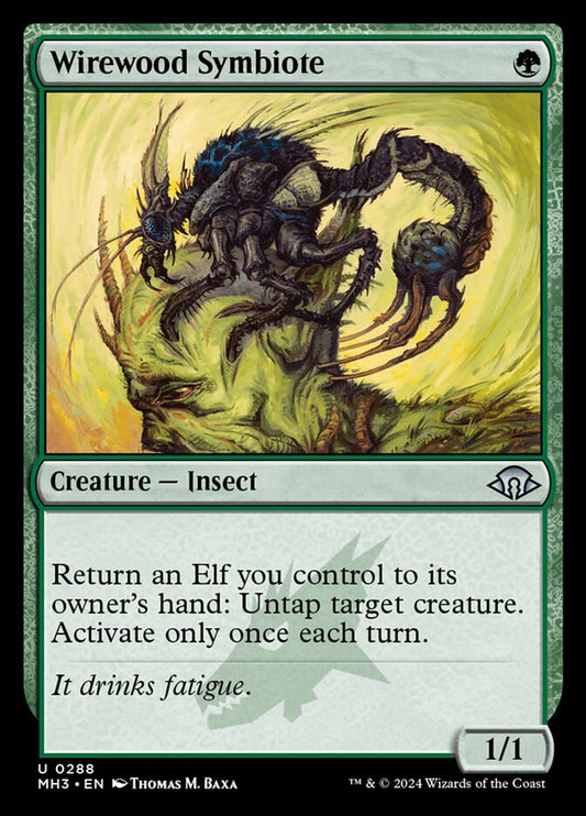 This Is An Image Of The Magic The Gathering Card Wirewood Symbiote From The Set Modern Horizons 3 - Designed By Artist Thomas M. Baxa