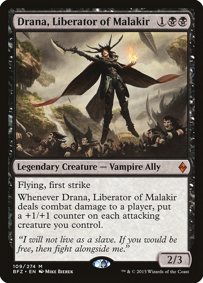 This Is An Image Of The Magic The Gathering Card Drana, Liberator of Malakir From The Set The Lost Caverns of Ixalan Commander - Designed By Artist Mike Bierek