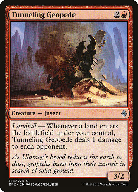This Is An Image Of The Magic The Gathering Card Tunneling Geopede From The Set Battle for Zendikar - Designed By Artist Tomasz Jedruszek