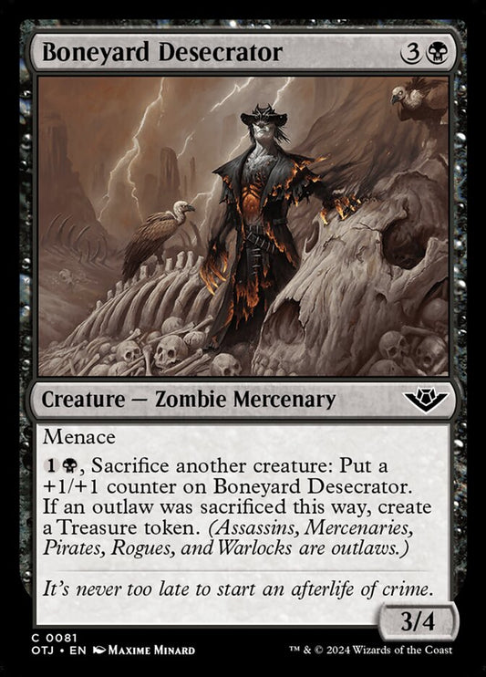 This Is An Image Of The Magic The Gathering Card Boneyard Desecrator From The Set Outlaws of Thunder Junction - Designed By Artist Maxime Minard