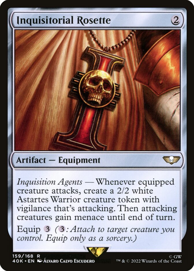 This Is An Image Of The Magic The Gathering Card Inquisitorial Rosette From The Set Warhammer 40,000 Commander - Designed By Artist Álvaro Calvo Escudero