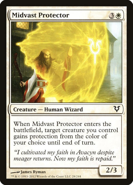 This Is An Image Of The Magic The Gathering Card Midvast Protector From The Set Avacyn Restored - Designed By Artist James Ryman