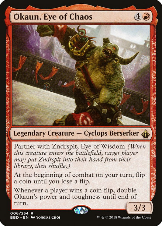 This Is An Image Of The Magic The Gathering Card Okaun, Eye of Chaos From The Set Battlebond - Designed By Artist Yongjae Choi