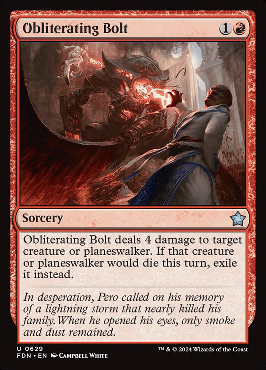This Is An Image Of The Magic The Gathering Card Obliterating Bolt From The Set Foundations - Designed By Artist Campbell White