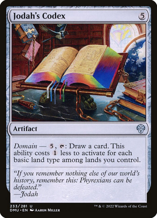 This Is An Image Of The Magic The Gathering Card Jodah's Codex From The Set Dominaria United - Designed By Artist Aaron Miller