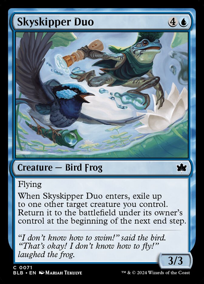 This Is An Image Of The Magic The Gathering Card Skyskipper Duo From The Set Bloomburrow - Designed By Artist Mariah Tekulve