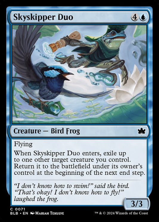 This Is An Image Of The Magic The Gathering Card Skyskipper Duo From The Set Bloomburrow - Designed By Artist Mariah Tekulve