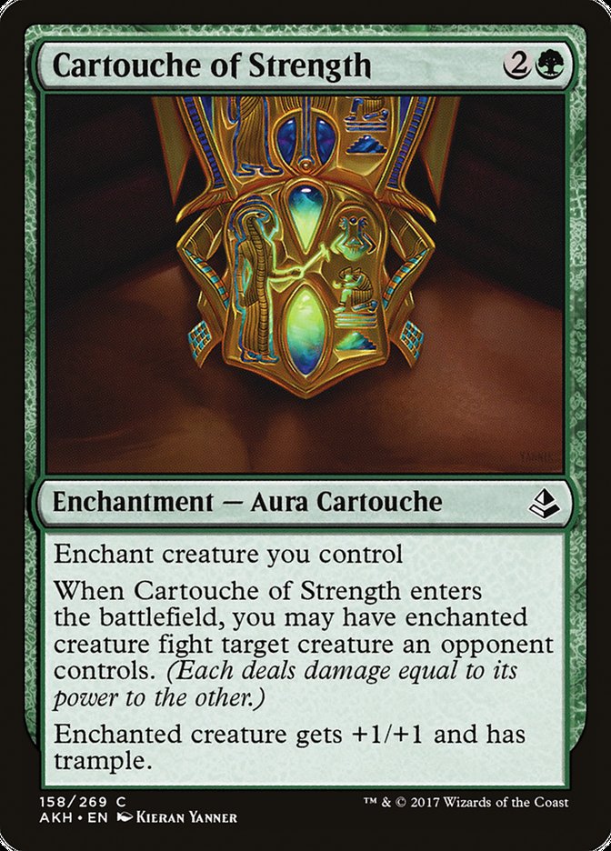 This Is An Image Of The Magic The Gathering Card Cartouche of Strength From The Set Amonkhet - Designed By Artist Kieran Yanner