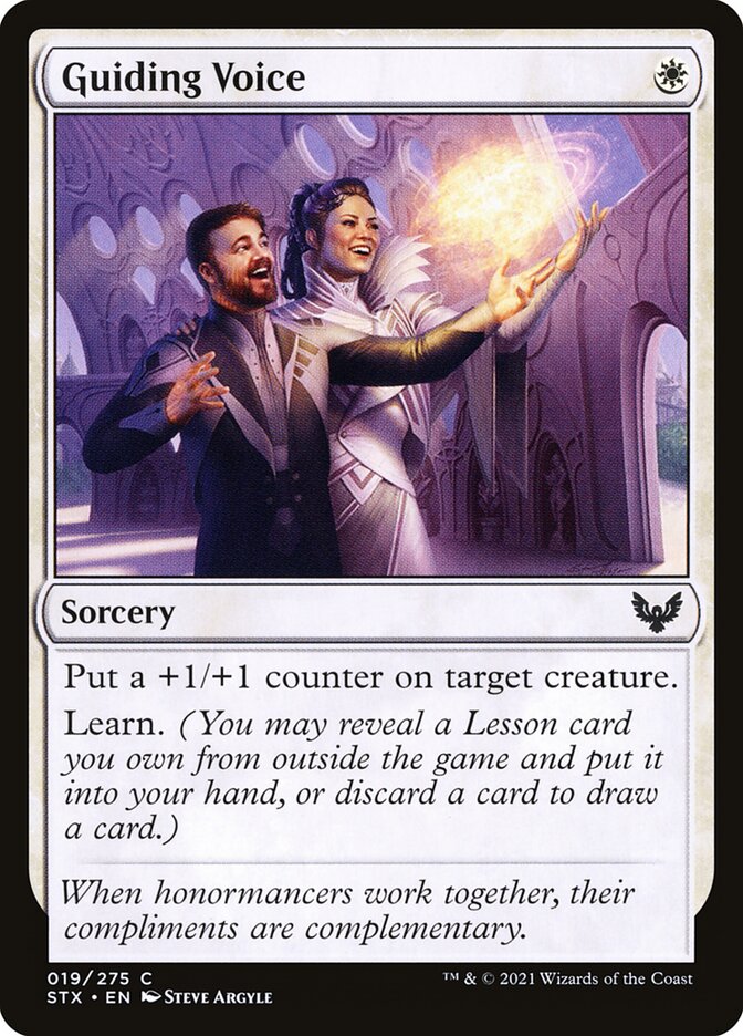 This Is An Image Of The Magic The Gathering Card Guiding Voice From The Set Strixhaven: School of Mages - Designed By Artist Steve Argyle
