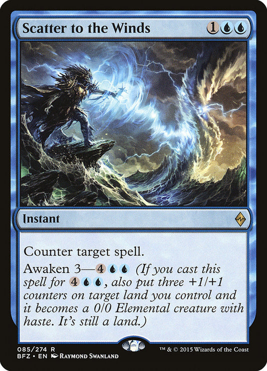 This Is An Image Of The Magic The Gathering Card Scatter to the Winds From The Set Battle for Zendikar - Designed By Artist Raymond Swanland