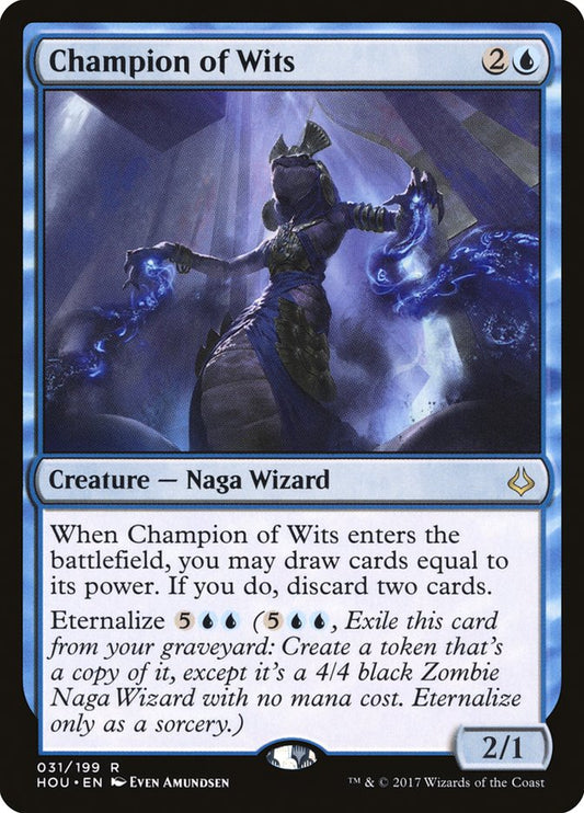This Is An Image Of The Magic The Gathering Card Champion of Wits From The Set New Capenna Commander - Designed By Artist Even Amundsen