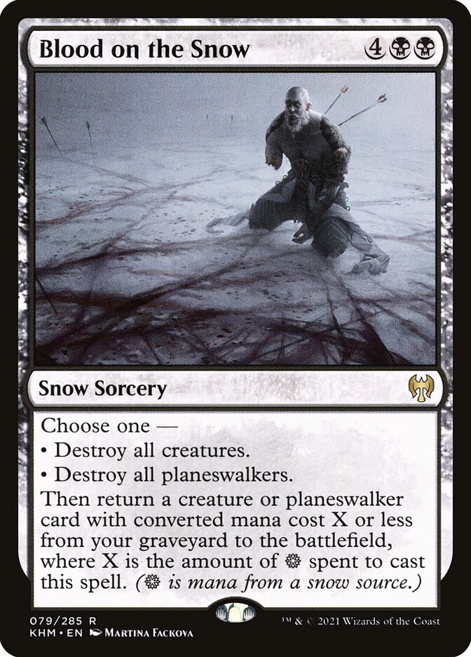 This Is An Image Of The Magic The Gathering Card Blood on the Snow From The Set Kaldheim - Designed By Artist Martina Fačková