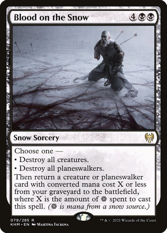 This Is An Image Of The Magic The Gathering Card Blood on the Snow From The Set Kaldheim - Designed By Artist Martina Fačková