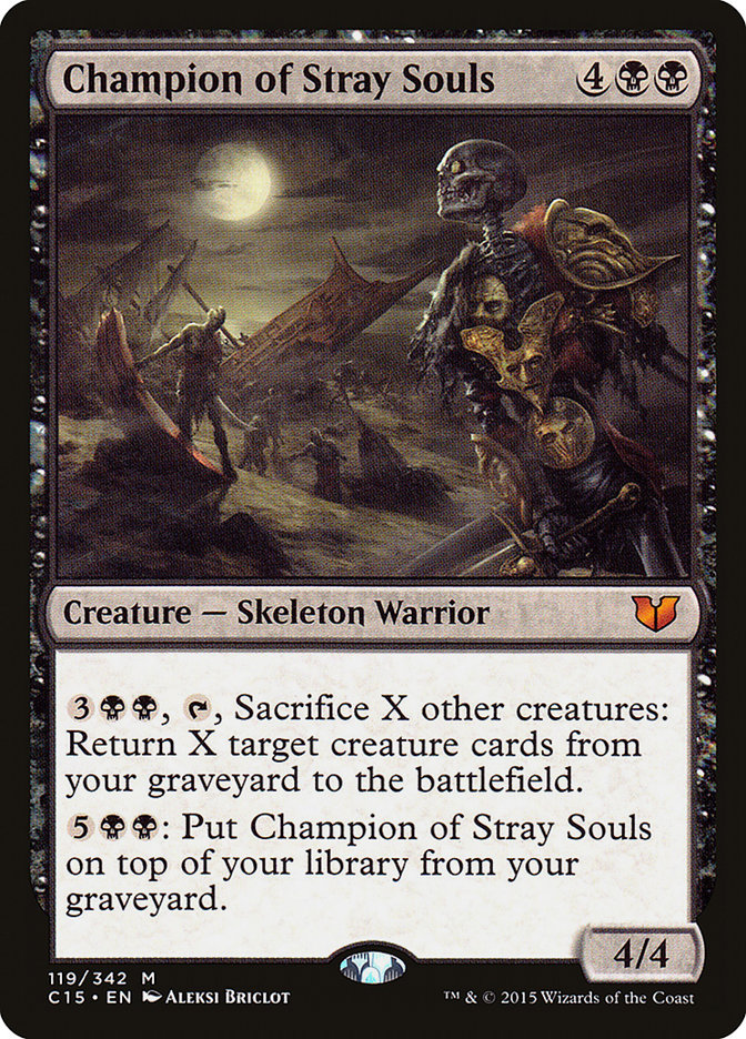 This Is An Image Of The Magic The Gathering Card Champion of Stray Souls From The Set Commander 2019 - Designed By Artist Aleksi Briclot
