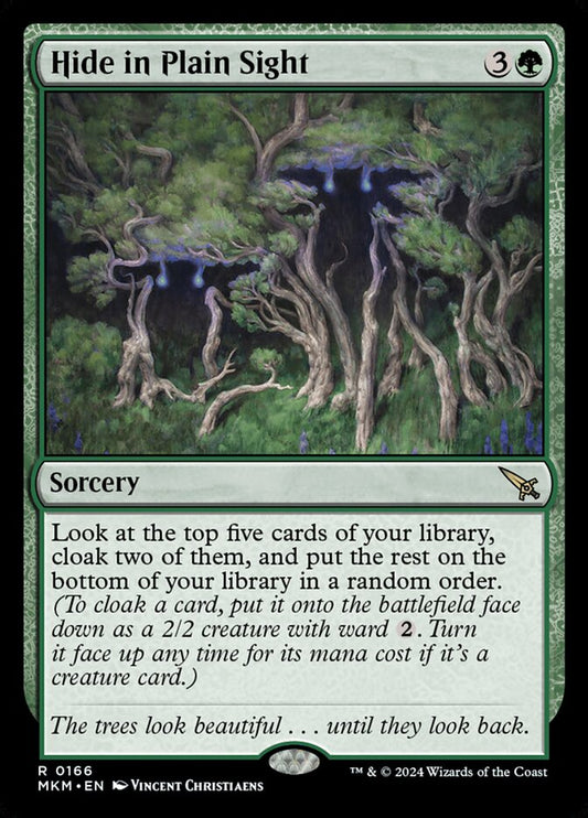This Is An Image Of The Magic The Gathering Card Hide in Plain Sight From The Set Murders at Karlov Manor - Designed By Artist Vincent Christiaens