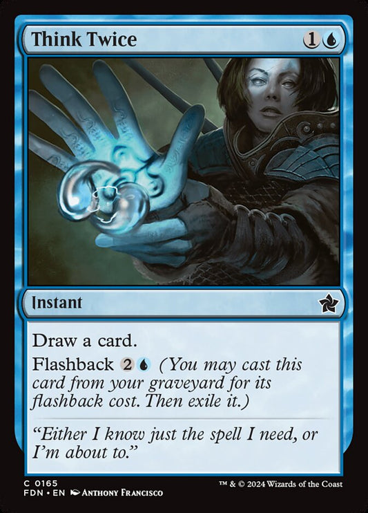 This Is An Image Of The Magic The Gathering Card Think Twice From The Set Tarkir: Dragonstorm Commander - Designed By Artist Anthony Francisco