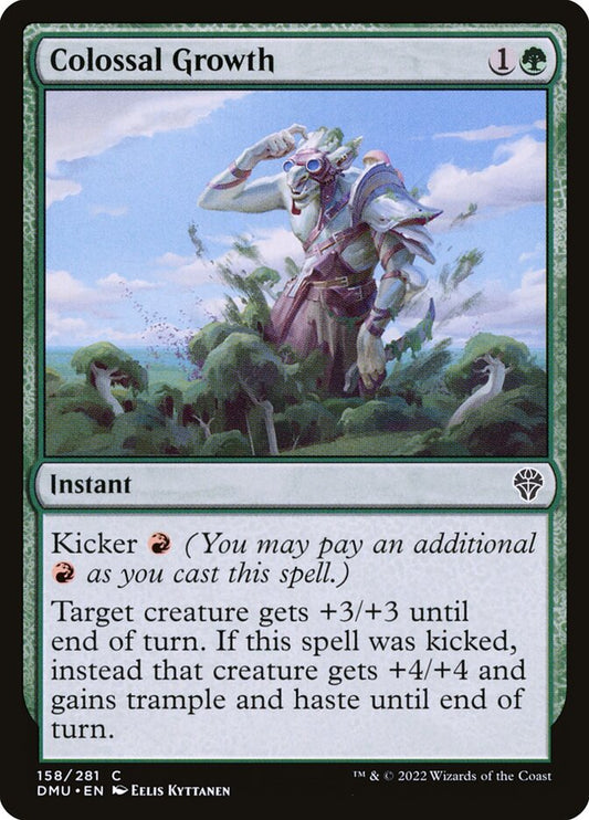This Is An Image Of The Magic The Gathering Card Colossal Growth From The Set Dominaria United - Designed By Artist Eelis Kyttanen