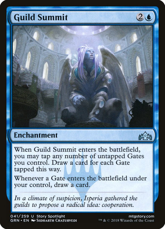This Is An Image Of The Magic The Gathering Card Guild Summit From The Set Guilds of Ravnica - Designed By Artist Sidharth Chaturvedi