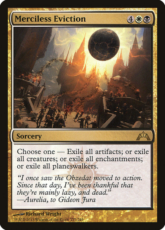 This Is An Image Of The Magic The Gathering Card Merciless Eviction From The Set Dominaria United Commander - Designed By Artist Richard Wright