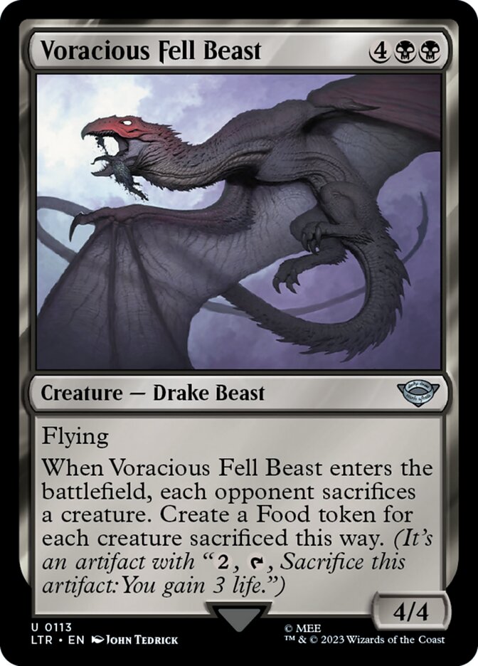 This Is An Image Of The Magic The Gathering Card Voracious Fell Beast From The Set The Lord of the Rings: Tales of Middle-earth - Designed By Artist John Tedrick