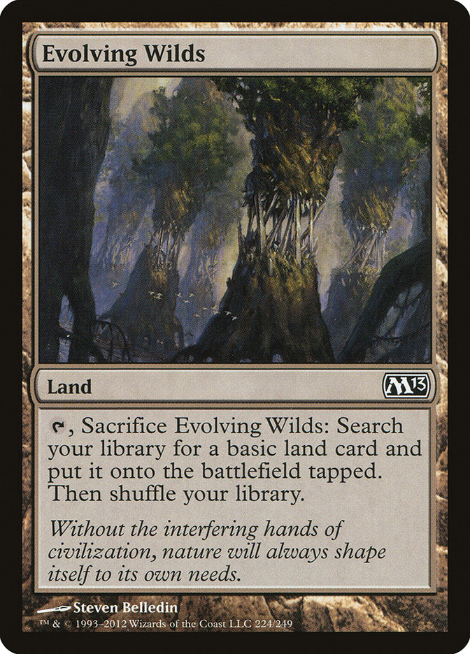 This Is An Image Of The Magic The Gathering Card Evolving Wilds From The Set Tarkir: Dragonstorm - Designed By Artist Leon Tukker
