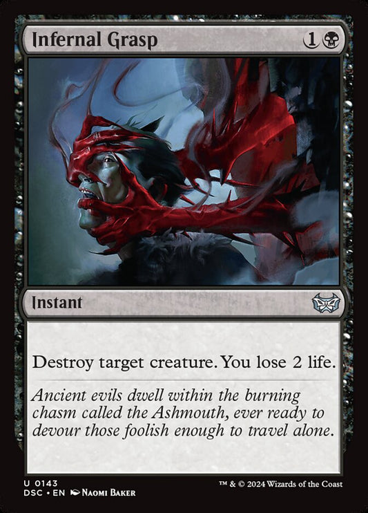 This Is An Image Of The Magic The Gathering Card Infernal Grasp From The Set Tarkir: Dragonstorm Commander - Designed By Artist Naomi Baker