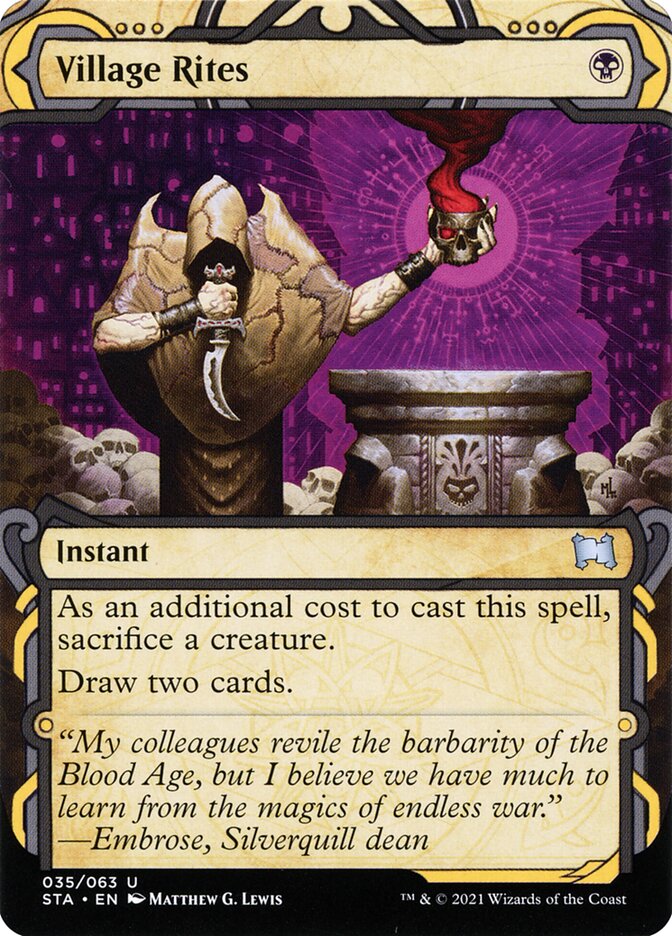 This Is An Image Of The Magic The Gathering Card Village Rites From The Set Innistrad Remastered - Designed By Artist Bud Cook