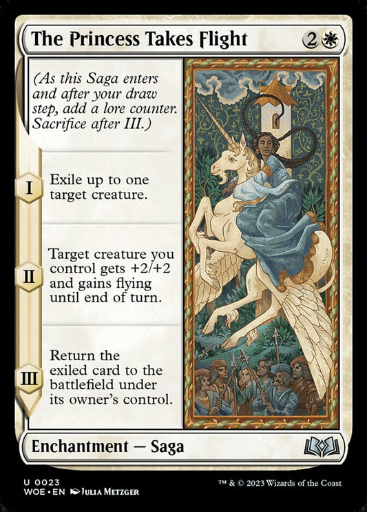 This Is An Image Of The Magic The Gathering Card The Princess Takes Flight From The Set Wilds of Eldraine - Designed By Artist Julia Metzger