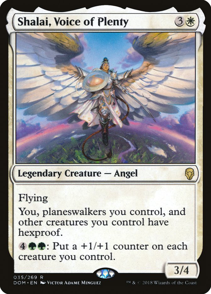 This Is An Image Of The Magic The Gathering Card Shalai, Voice of Plenty From The Set Tarkir: Dragonstorm Commander - Designed By Artist Victor Adame Minguez