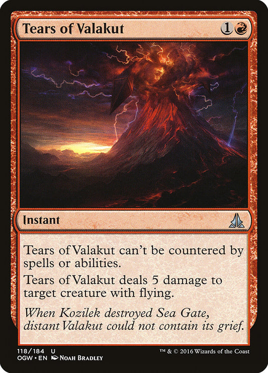 This Is An Image Of The Magic The Gathering Card Tears of Valakut From The Set Oath of the Gatewatch - Designed By Artist Noah Bradley