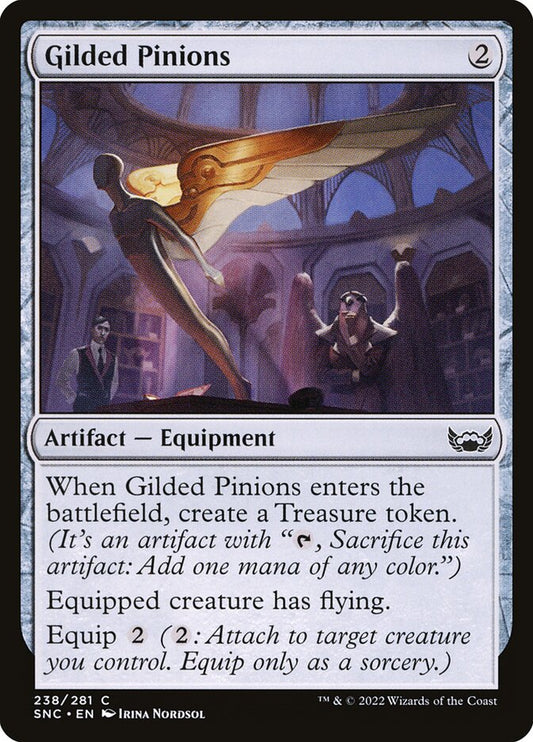 This Is An Image Of The Magic The Gathering Card Gilded Pinions From The Set Streets of New Capenna - Designed By Artist Irina Nordsol