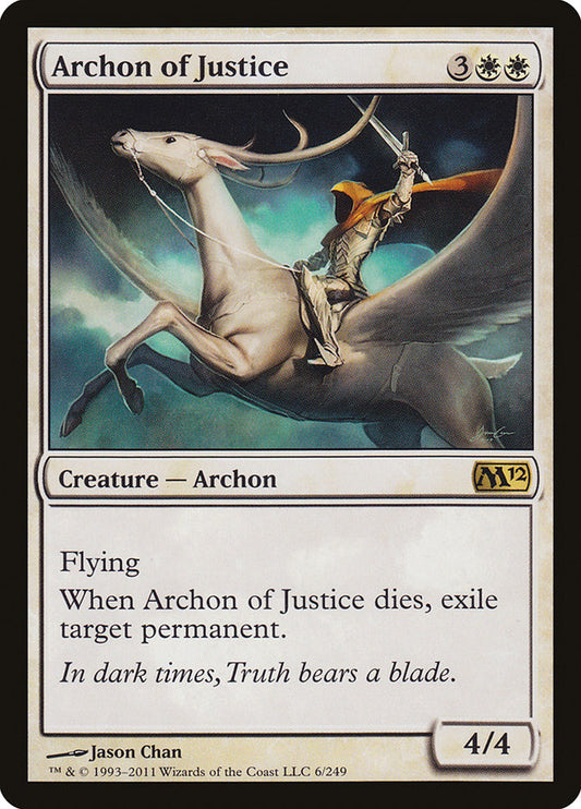 This Is An Image Of The Magic The Gathering Card Archon of Justice From The Set Jumpstart - Designed By Artist Jason Chan