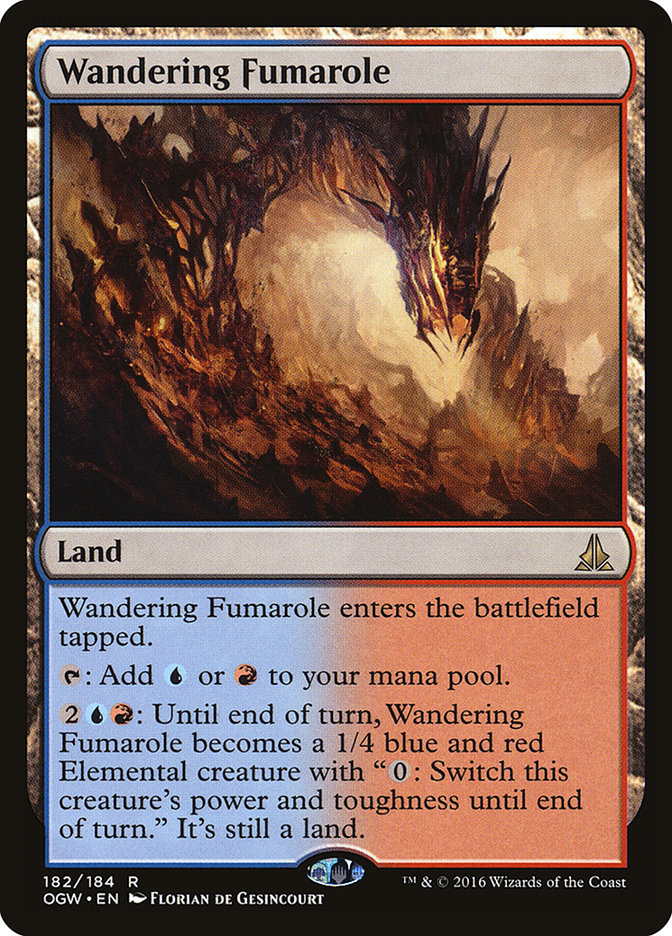 This Is An Image Of The Magic The Gathering Card Wandering Fumarole From The Set Commander Legends: Battle for Baldur's Gate - Designed By Artist Florian de Gesincourt