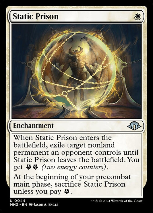 This Is An Image Of The Magic The Gathering Card Static Prison From The Set Modern Horizons 3 - Designed By Artist Jason A. Engle