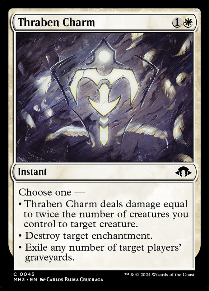 This Is An Image Of The Magic The Gathering Card Thraben Charm From The Set Modern Horizons 3 - Designed By Artist Carlos Palma Cruchaga