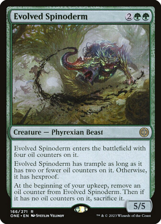 This Is An Image Of The Magic The Gathering Card Evolved Spinoderm From The Set Phyrexia: All Will Be One - Designed By Artist Svetlin Velinov