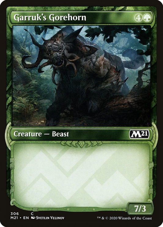 This Is An Image Of The Magic The Gathering Card Garruk's Gorehorn From The Set Core Set 2021 - Designed By Artist Svetlin Velinov