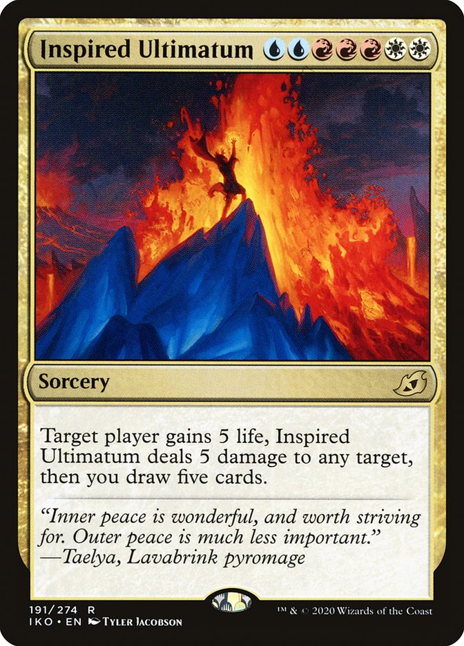 This Is An Image Of The Magic The Gathering Card Inspired Ultimatum From The Set Ikoria: Lair of Behemoths - Designed By Artist Tyler Jacobson