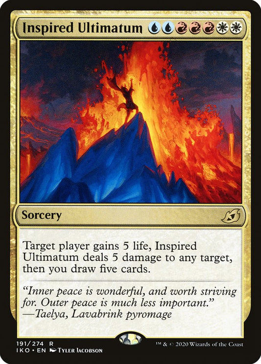 This Is An Image Of The Magic The Gathering Card Inspired Ultimatum From The Set Ikoria: Lair of Behemoths - Designed By Artist Tyler Jacobson