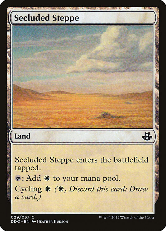 This Is An Image Of The Magic The Gathering Card Secluded Steppe From The Set Murders at Karlov Manor Commander - Designed By Artist Heather Hudson