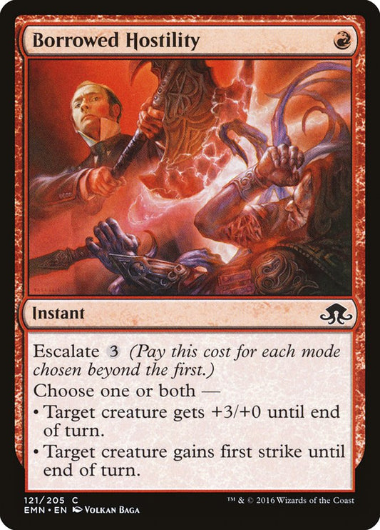 This Is An Image Of The Magic The Gathering Card Borrowed Hostility From The Set Innistrad Remastered - Designed By Artist Volkan Baǵa
