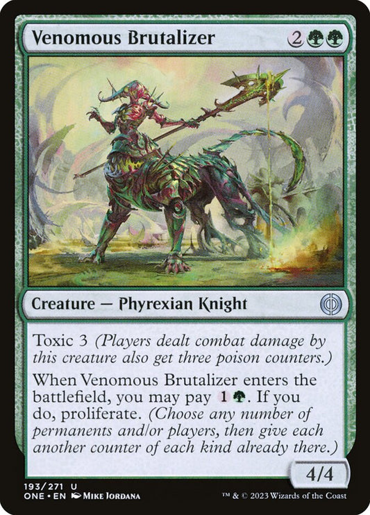 This Is An Image Of The Magic The Gathering Card Venomous Brutalizer From The Set Phyrexia: All Will Be One - Designed By Artist Mike Jordana