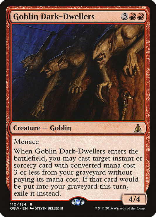 This Is An Image Of The Magic The Gathering Card Goblin Dark-Dwellers From The Set Commander 2020 - Designed By Artist Steven Belledin