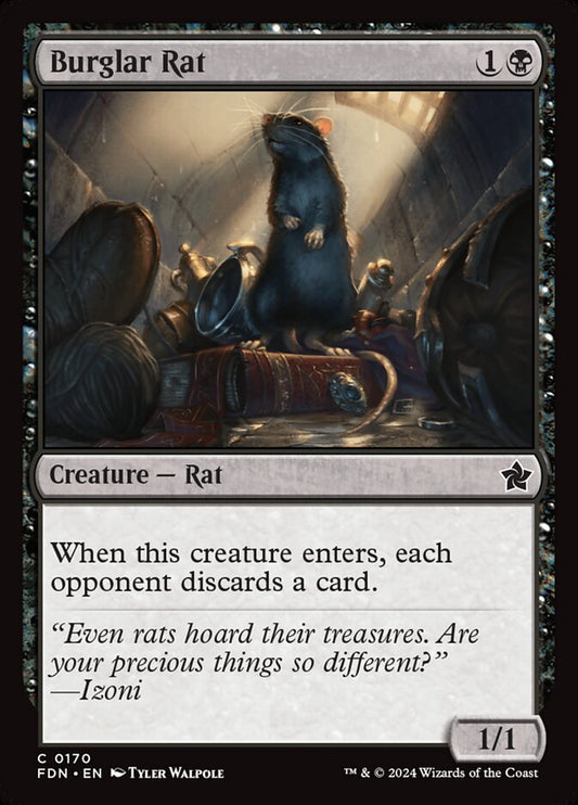 This Is An Image Of The Magic The Gathering Card Burglar Rat From The Set Foundations - Designed By Artist Tyler Walpole