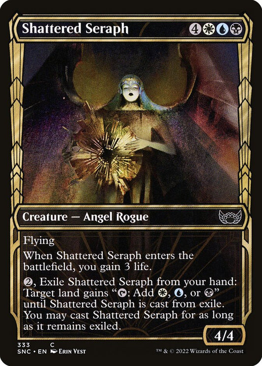 This Is An Image Of The Magic The Gathering Card Shattered Seraph From The Set Streets of New Capenna - Designed By Artist Bastien L. Deharme