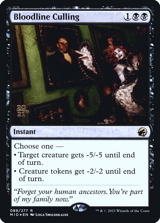 This Is An Image Of The Magic The Gathering Card Bloodline Culling From The Set Innistrad: Midnight Hunt - Designed By Artist Liiga Smilshkalne
