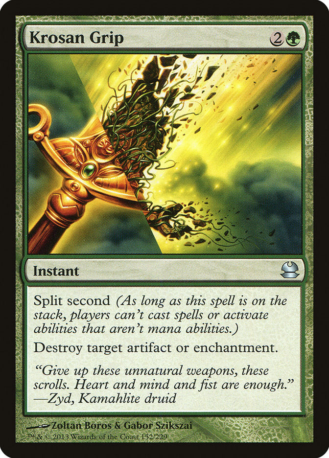 This Is An Image Of The Magic The Gathering Card Krosan Grip From The Set Commander 2021 - Designed By Artist Zoltan Boros & Gabor Szikszai