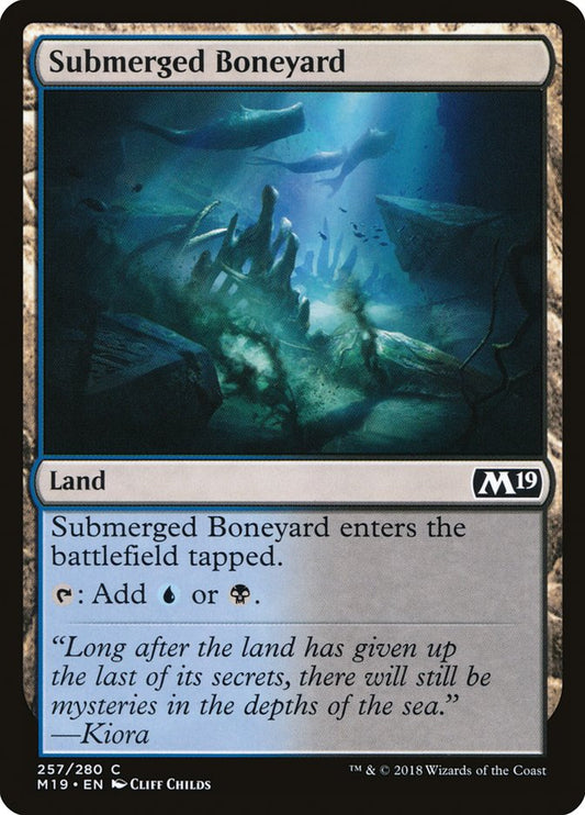 This Is An Image Of The Magic The Gathering Card Submerged Boneyard From The Set Zendikar Rising Commander - Designed By Artist Cliff Childs